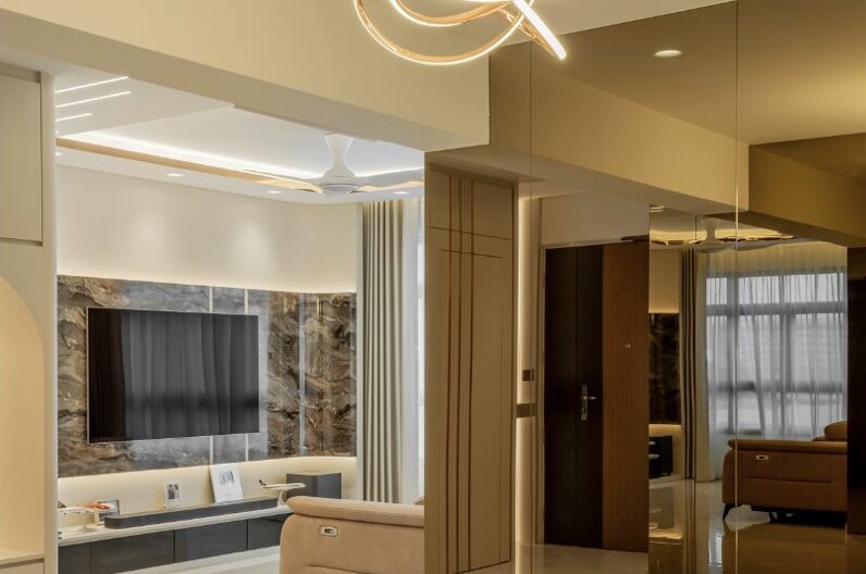 Homes That Feel Like Home from the First Step,Quiet luxury interior design details in a Singapore home featuring warm lighting and refined finishes